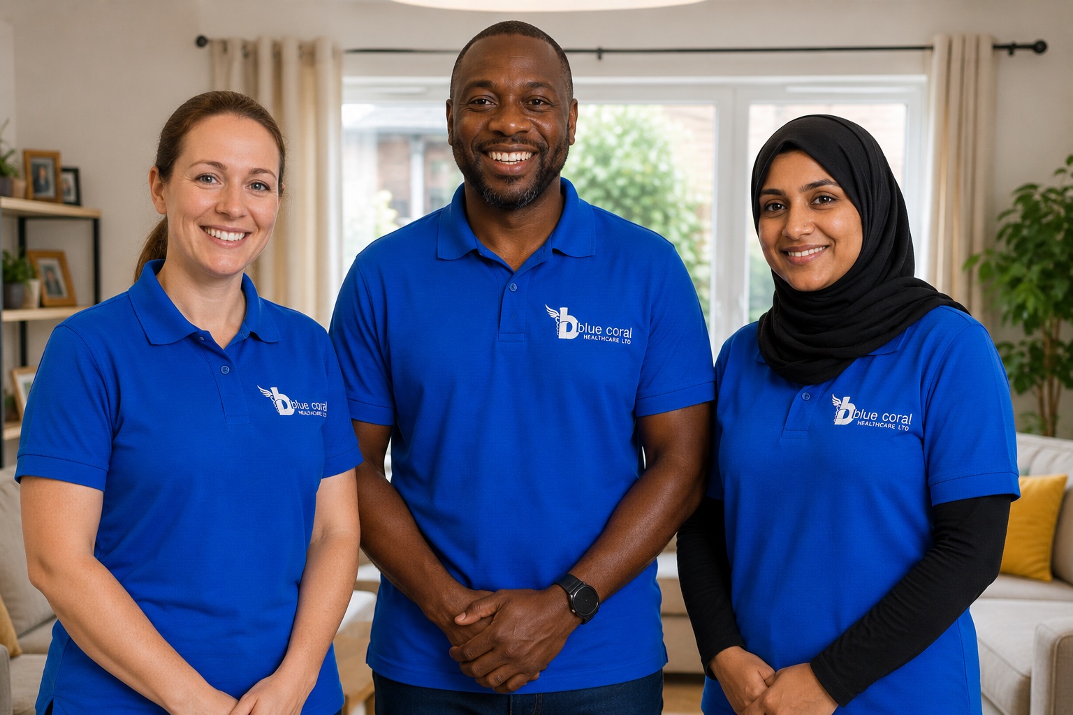 Diverse Blue Coral Healthcare carer team representing care careers