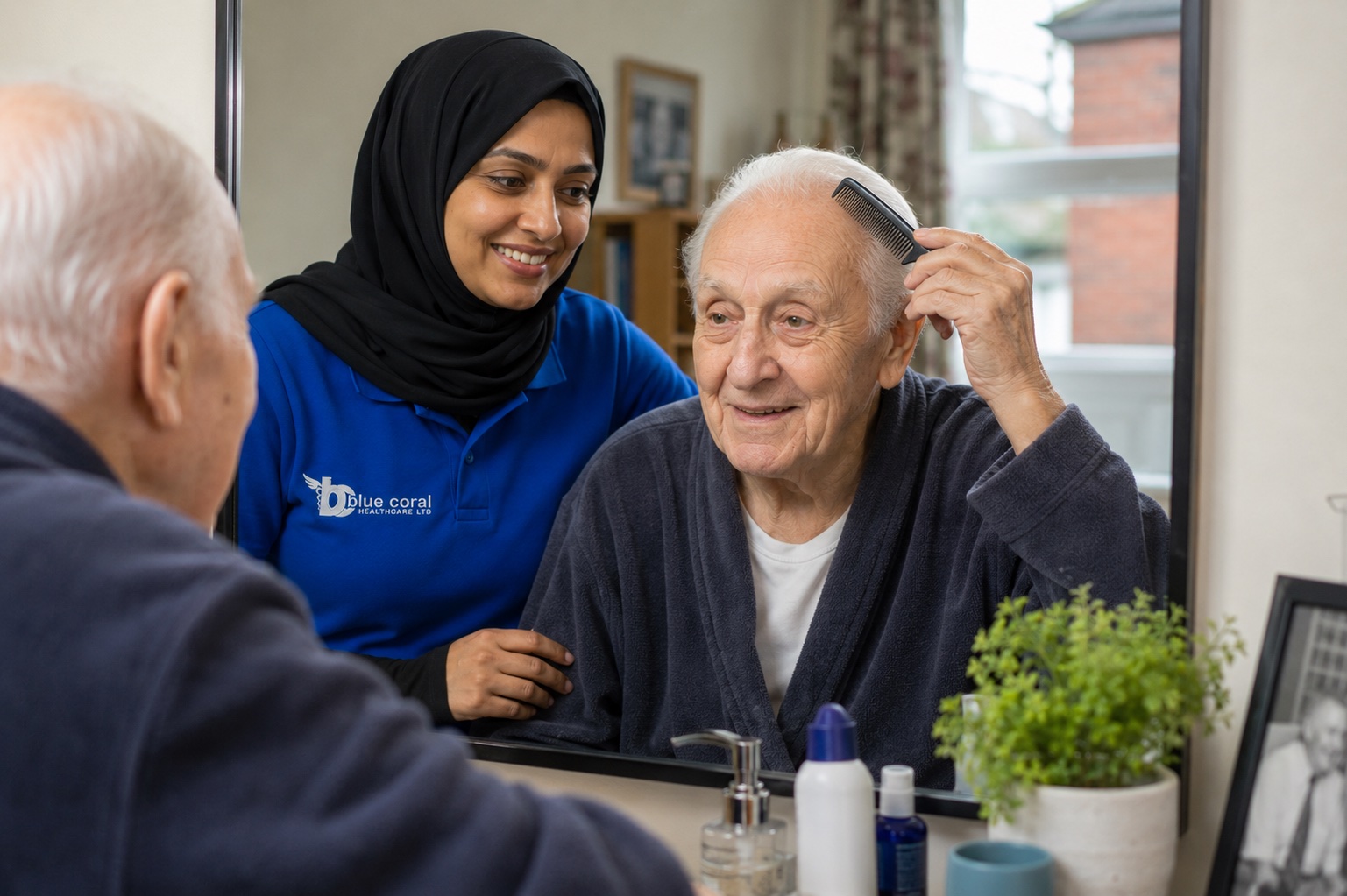 Blue Coral Healthcare carer providing everyday personal care at home